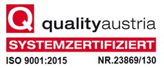 Zertifikat: ISO 9001:2025 Logo qualityaustria Systemzertifiziert ISO 9001:2025 Nr.23869/130