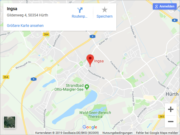 Anfahrtsbeschreibung zu INGSA auf Google Maps